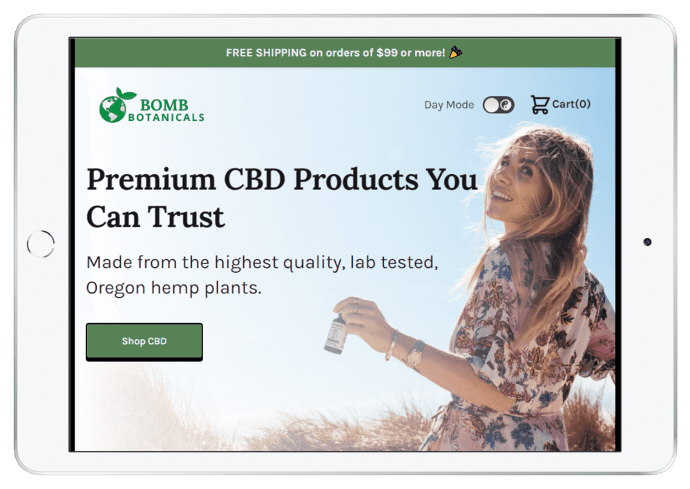 bomb botanicals website mockup