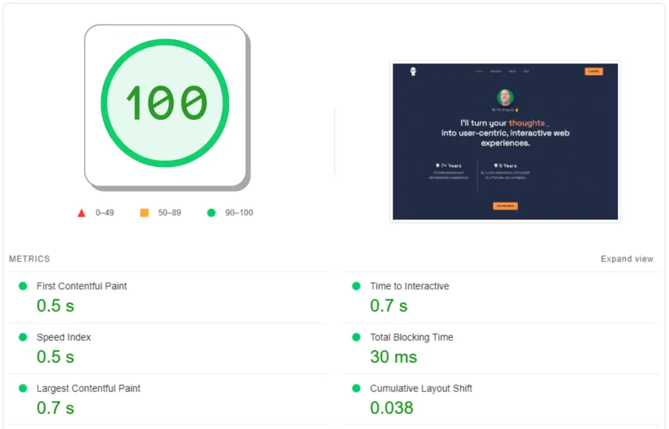 shaynefawcett.dev real google core web vitals report